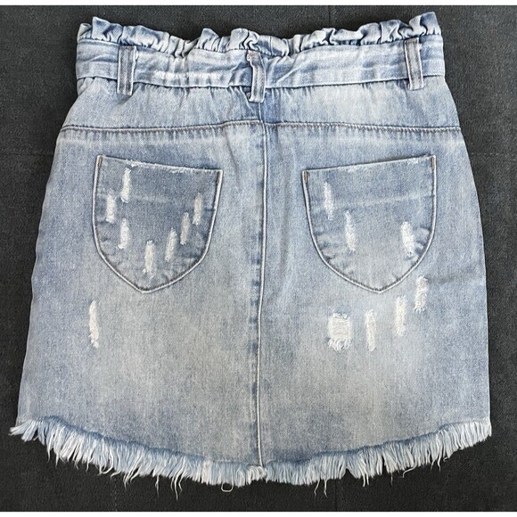NWT's Hayden Girls 14 Paper Bag Distressed Jean Skirt - Picture 3 of 8